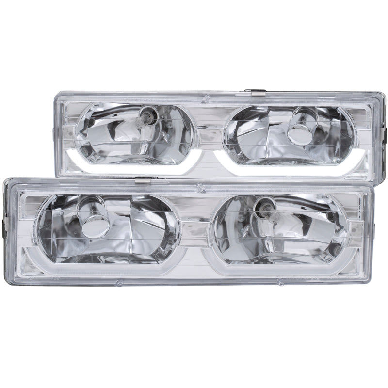 ANZO 1988-1998 Chevrolet C1500 Crystal Headlights Chrome w/ Low - - 111300