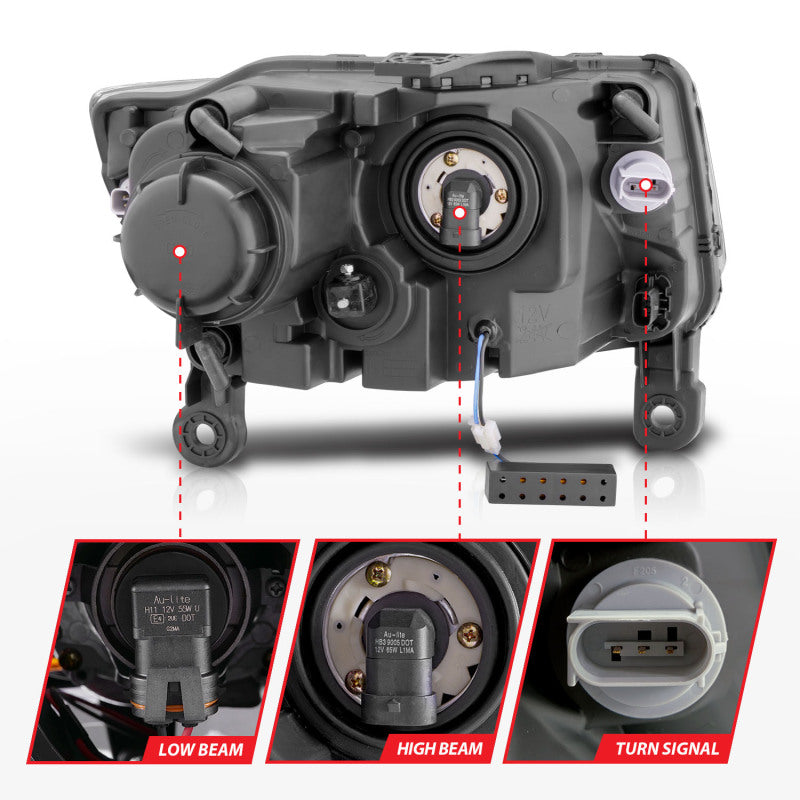 ANZO 2014-2015 Jeep Grand Cherokee Projector Headlights w/ Plank Style - 111329