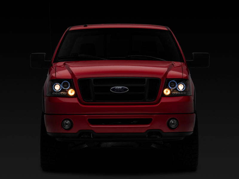 Raxiom 04-08 Ford F-150 Dual LED Halo Projector Headlights- Black - T542827
