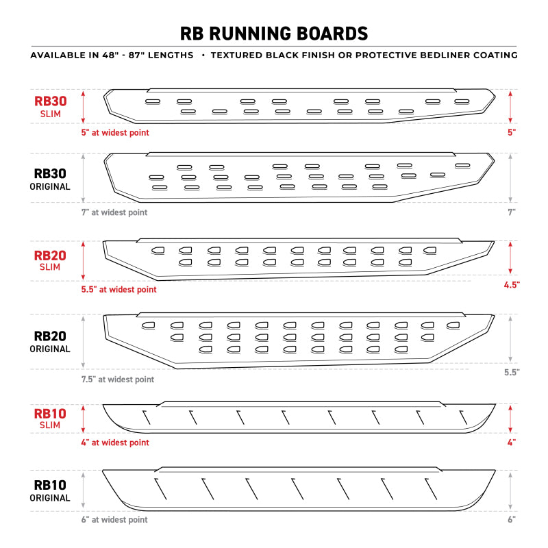 Go Rhino RB20 Slim Running Boards - Universal 87in. - - 69400087SPC