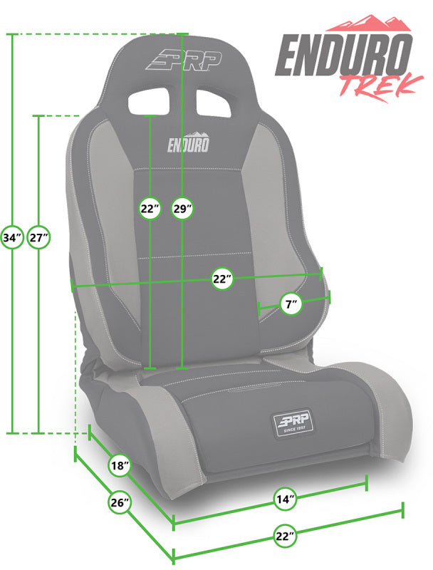PRP Jeep Wrangler Enduro Elite Reclining Seat - Grey - A89010-C38-54