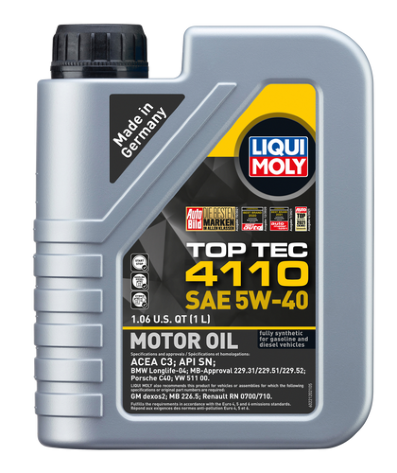 LIQUI MOLY 1L Top Tec 4110 Motor Oil SAE 5W40 - 22120 - 6/pkg