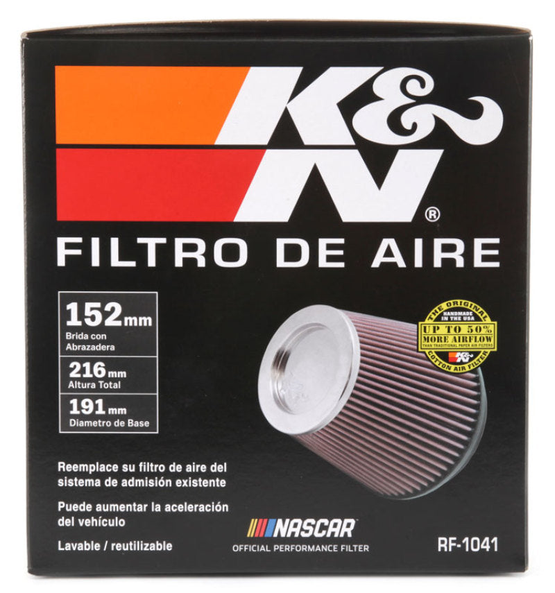 K&N Round Tapered Universal Air Filter 6 inch Flange 7 - RF-1041