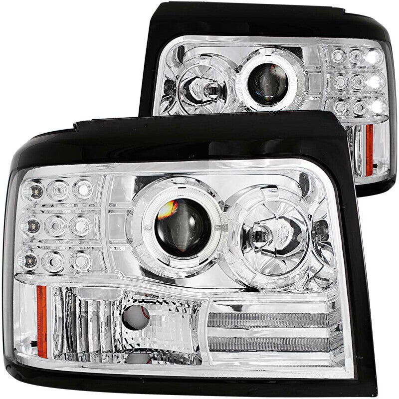 ANZO 1992-1996 Ford F-150 Projector Headlights w/ Halo Chrome w/ - 111183