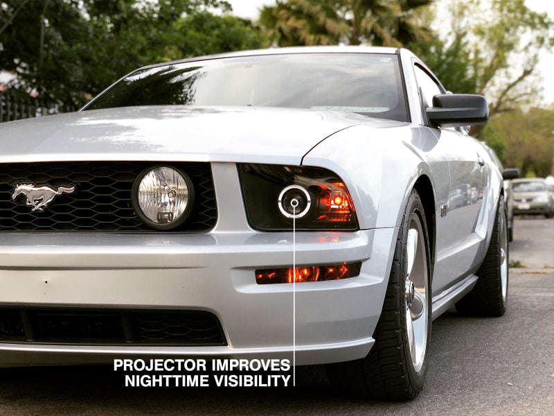 Raxiom 05-09 Ford Mustang Halogen 2010 Style LED Halo Headlights-Blk - 101682