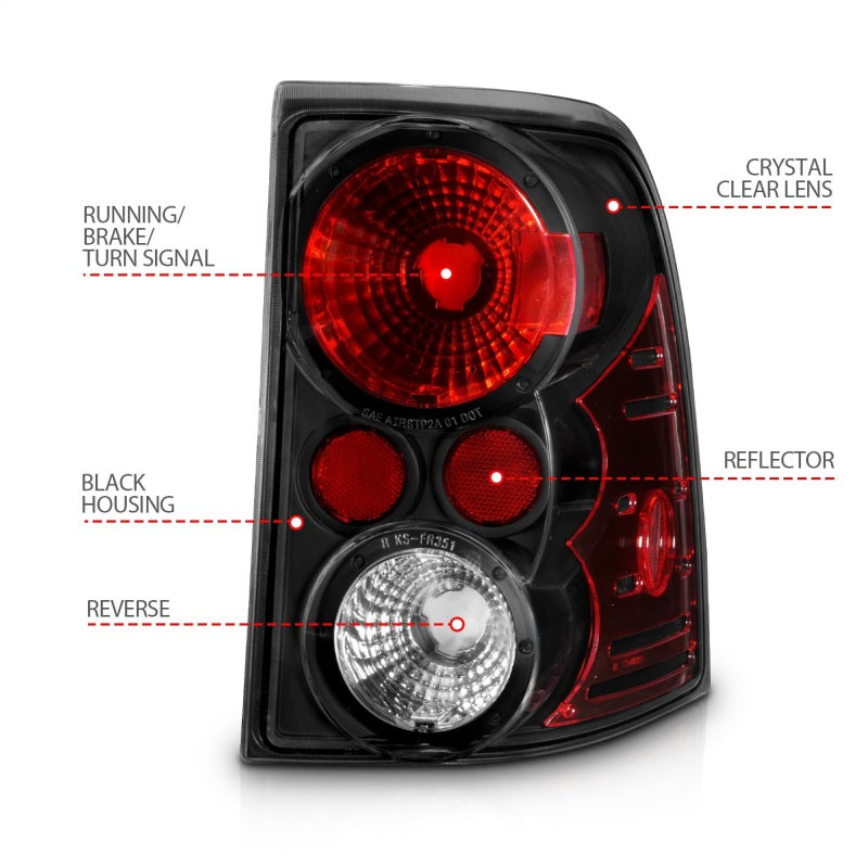 ANZO 2002-2005 Ford Explorer Taillights Black - 211081