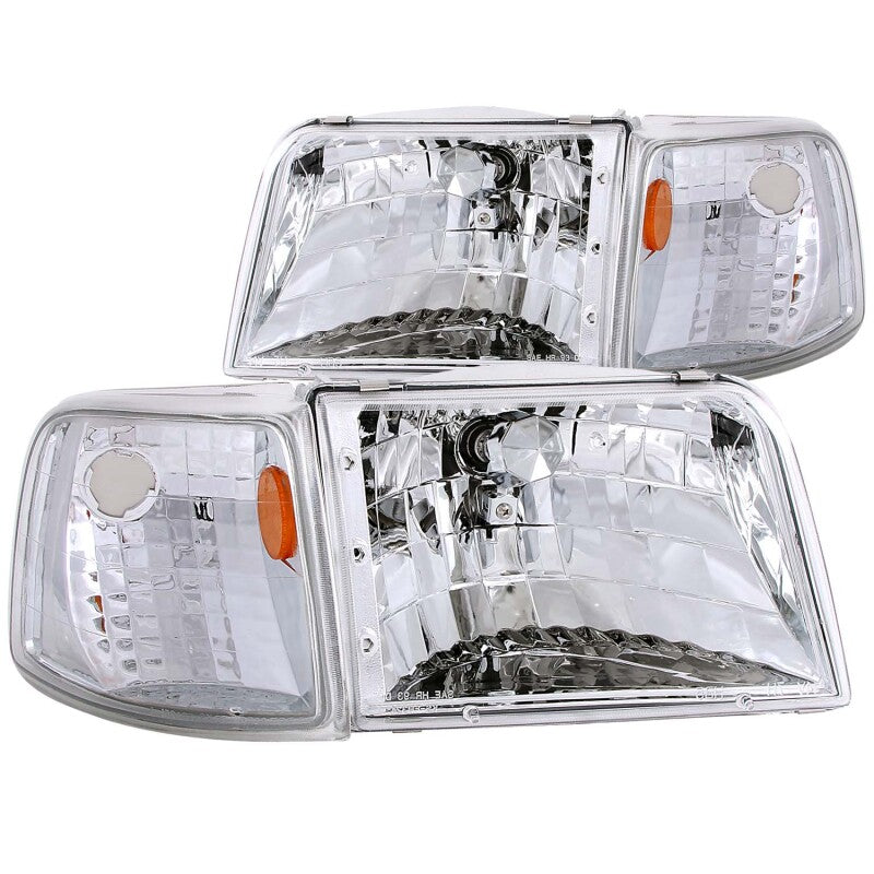 ANZO 1993-1997 Ford Ranger Crystal Headlights Chrome w/ Corner Lights - 111119