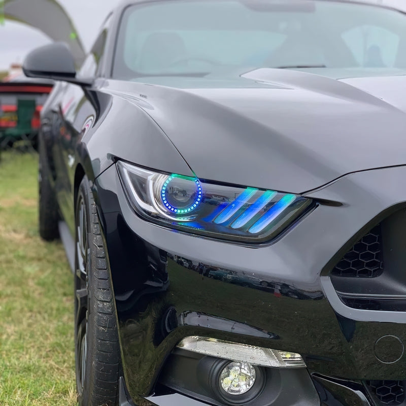Oracle 15-17 Ford Mustang Dynamic RGB+A Pre-Assembled Headlights - Black - 8199-332