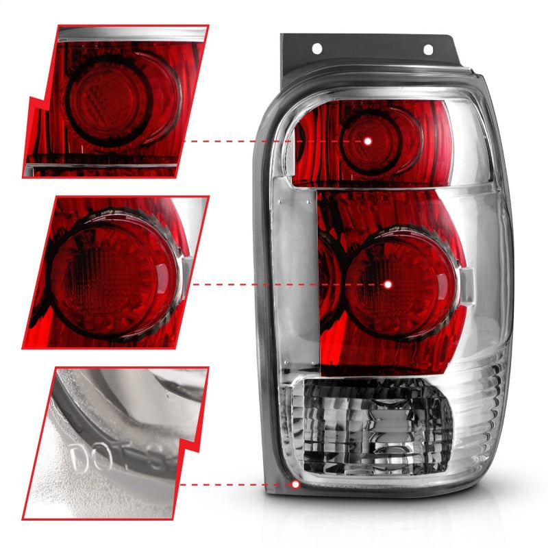 ANZO 1998-2001 Ford Explorer Taillights Chrome - 211082