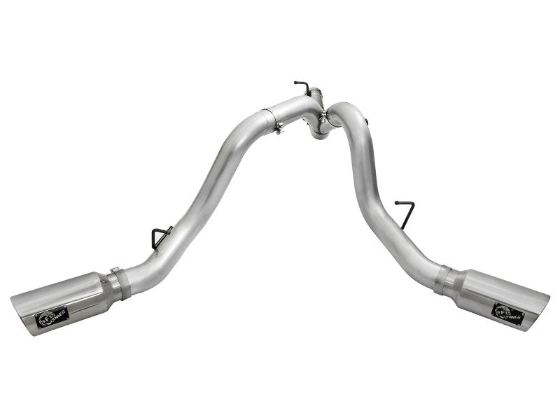 aFe Atlas Exhaust 4in Dual DPF-Back Al Steel w/ Pol - 49-04080-P