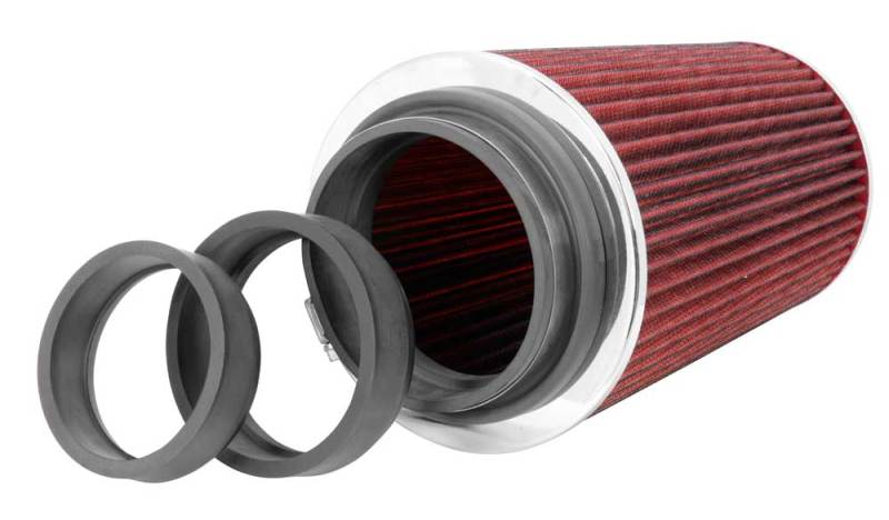 K&N Universal Air Filter Chrome Round Tapered Red - 4in - RG-1002RD