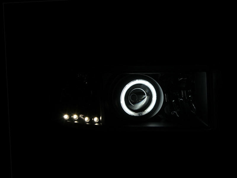 ANZO 1994-2001 Dodge Ram Projector Headlights w/ Halo Black - 111065