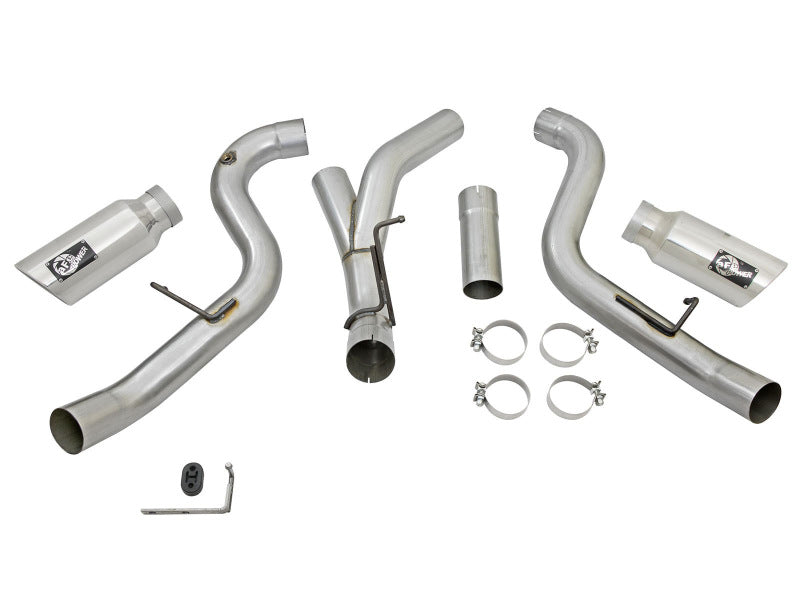 aFe Atlas Exhaust 4in Dual DPF-Back Al Steel w/ Pol - 49-04080-P