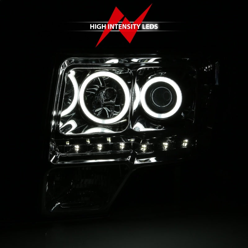 ANZO 2009-2014 Ford F-150 Projector Headlights w/ Halo Chrome (CCFL) - 111297