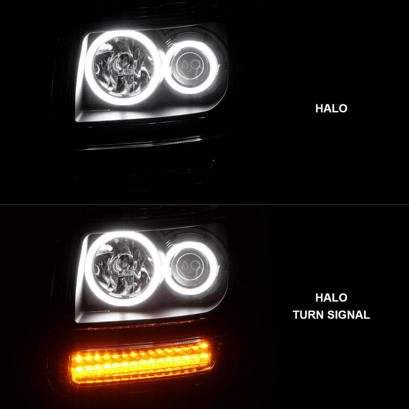 ANZO 2007-2012 Dodge Nitro Projector Headlights w/ Halo Black (CCFL) - 111145