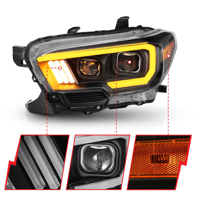 ANZO 2016-2017 Toyota Tacoma Projector Headlights w/ Plank Style Switchback - 111397