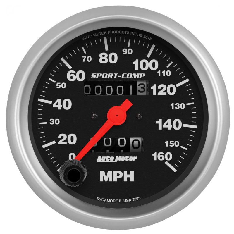 AutoMeter Sport-Comp Speedometer Gauge 3-3/8in. - 0-160MPH - Mechanical - - 3993