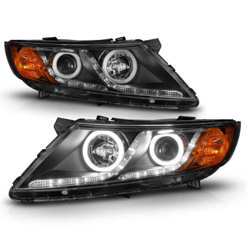 ANZO 2011-2013 Kia Optima Projector Headlights w/ Halo Black (CCFL) - 121460
