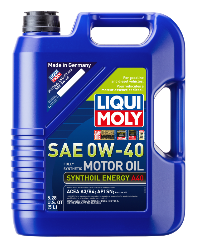 LIQUI MOLY 5L Synthoil Energy A40 Motor Oil SAE 0W40 - 2050 - 4/pkg
