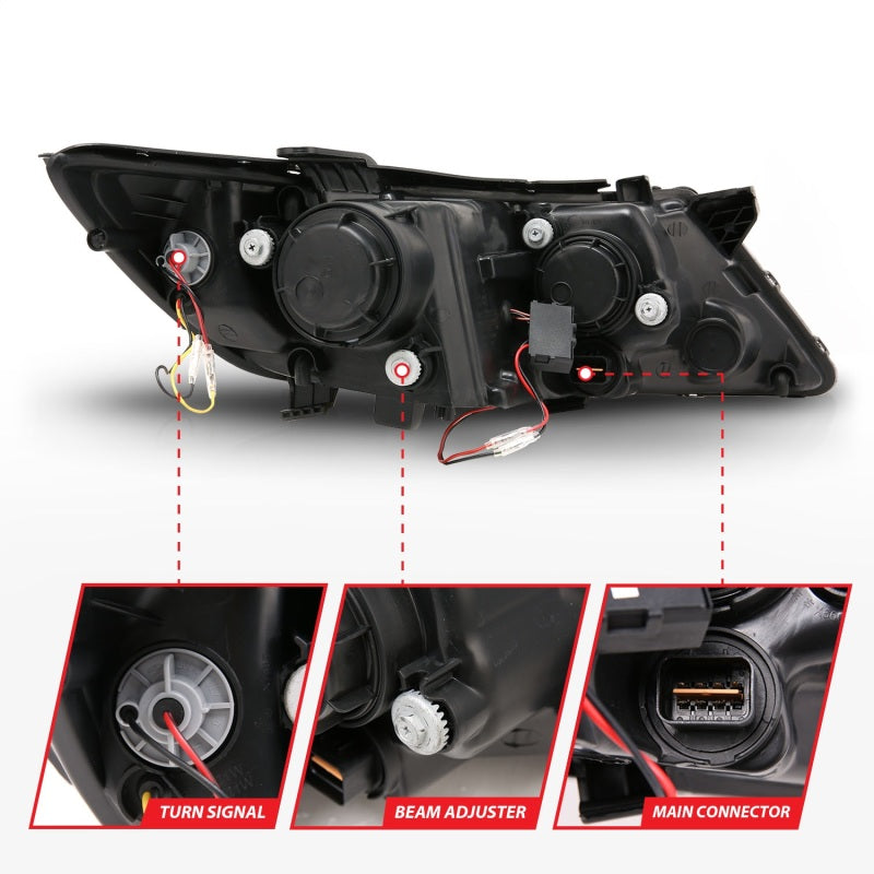 ANZO 2011-2013 Kia Optima Projector Headlights w/ Halo Black (CCFL) - 121460