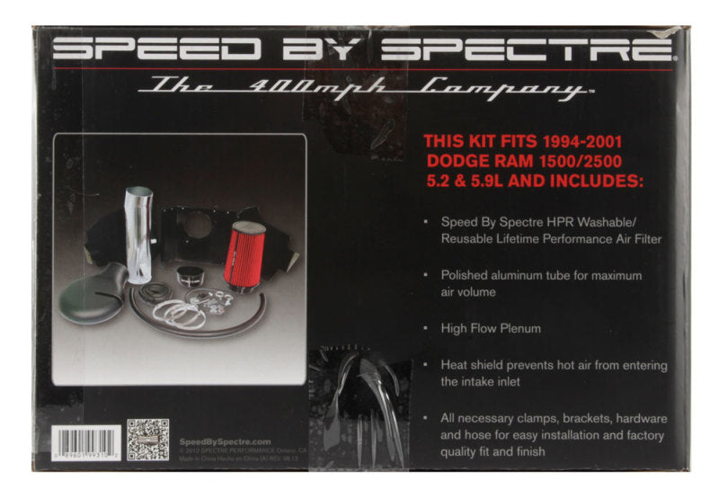 Spectre 94-01 Dodge RAM 1500/2500 V8-5.2/5.9L F/I Air Intake Kit - 9931