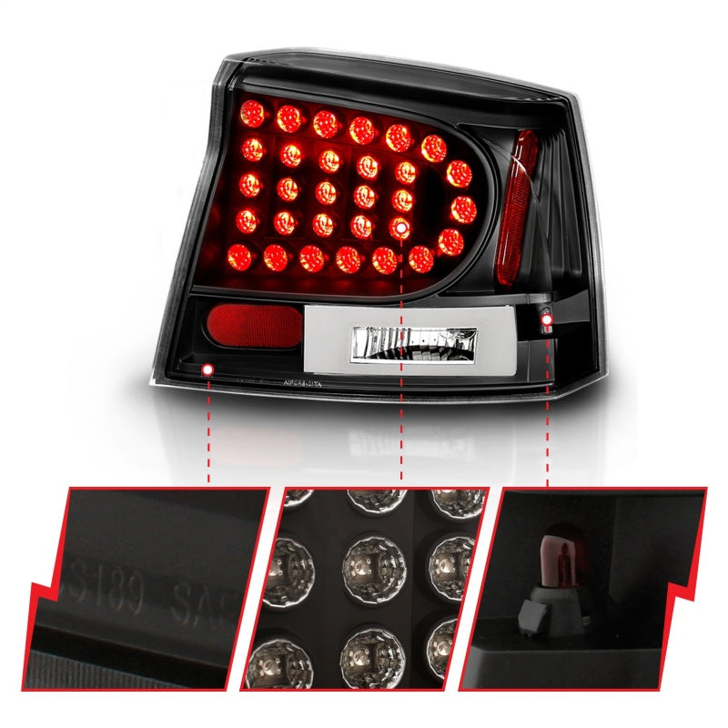 ANZO 2006-2008 Dodge Charger LED Taillights Black - 321014