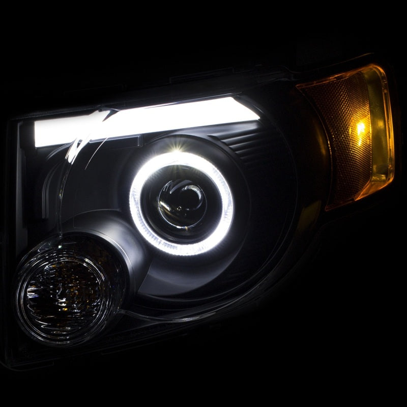 ANZO 2008-2012 Ford Escape Projector Headlights w/ Halo Black - 111355