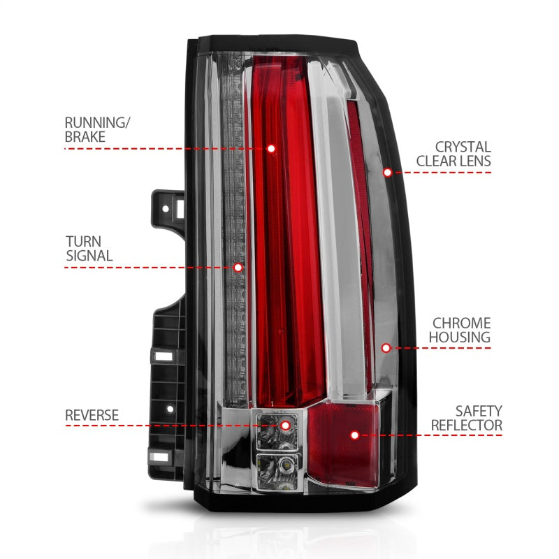 ANZO 2015-2017 GMC Yukon/Yukon XL LED Taillights Chrome - 311277