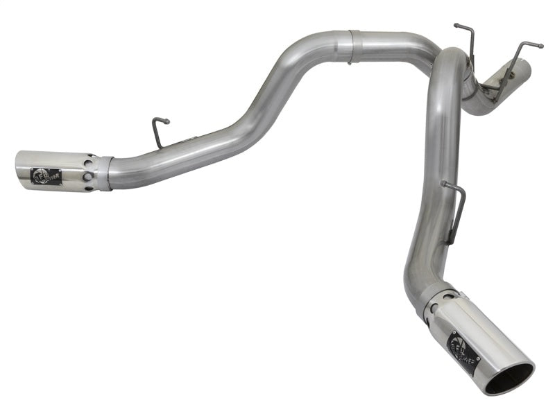 aFe Large Bore-HD 4in 409-SS DPF-Back Exhaust w/Dual Polished Tips - 49-44086-P