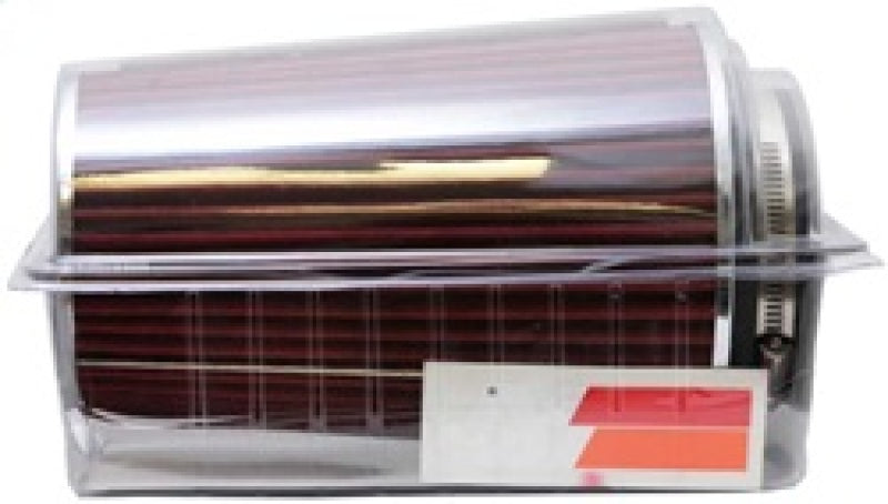 K&N Universal Air Filter Chrome Round Tapered Red - 4in - RG-1002RD