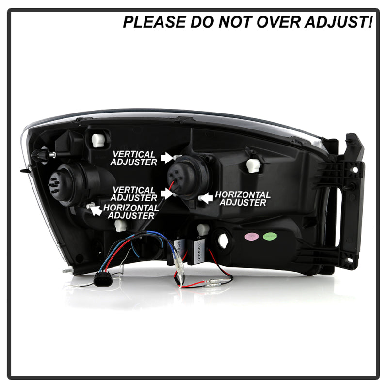 Spyder 06-08 Dodge Ram 1500 LED Headlights - Black PRO-YD-DR06PL-BK - 5088178