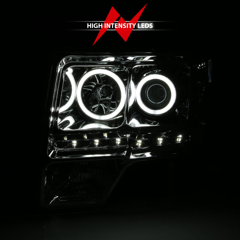 ANZO 2009-2014 Ford F-150 Projector Headlights w/ Halo Chrome (CCFL) - 111297