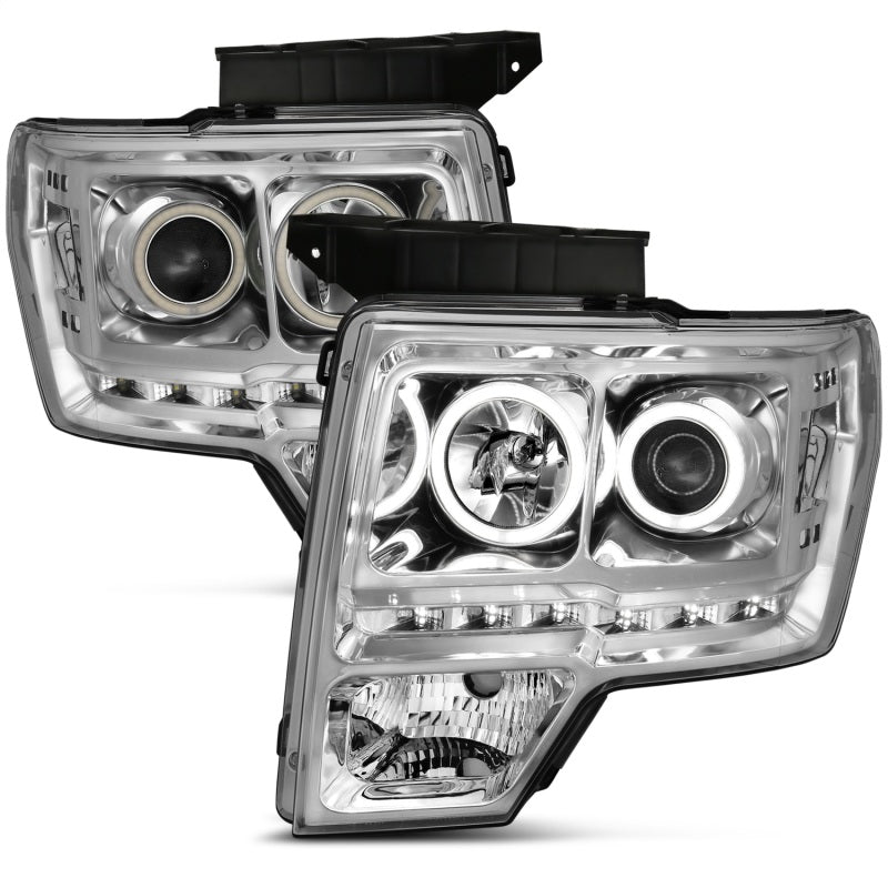ANZO 2009-2014 Ford F-150 Projector Headlights w/ Halo Chrome (CCFL) - 111297
