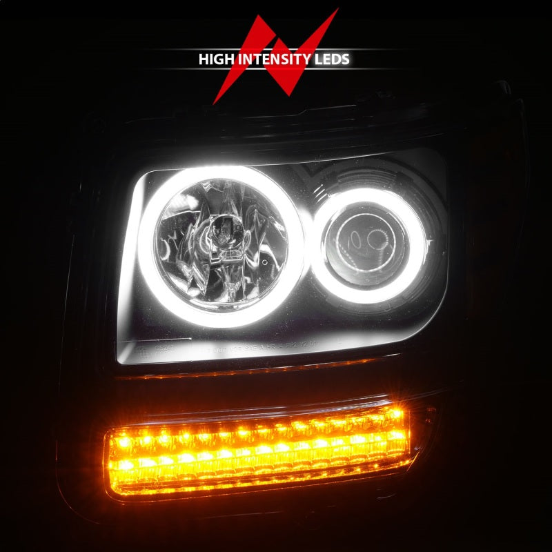 ANZO 2007-2012 Dodge Nitro Projector Headlights w/ Halo Black (CCFL) - 111145