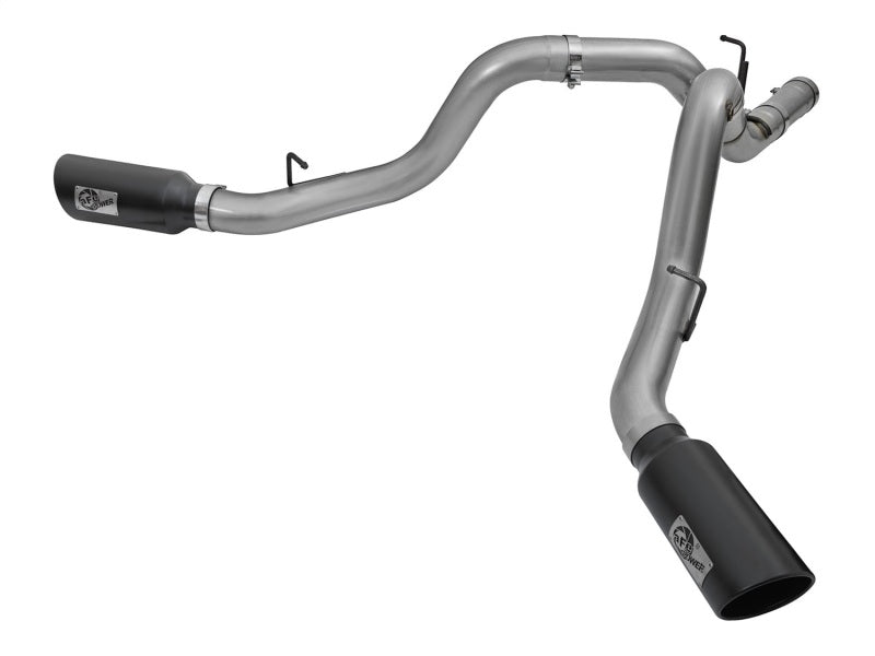 aFe LARGE Bore HD 4in Dual DPF-Back SS Exhaust w/Black - 49-44080-B