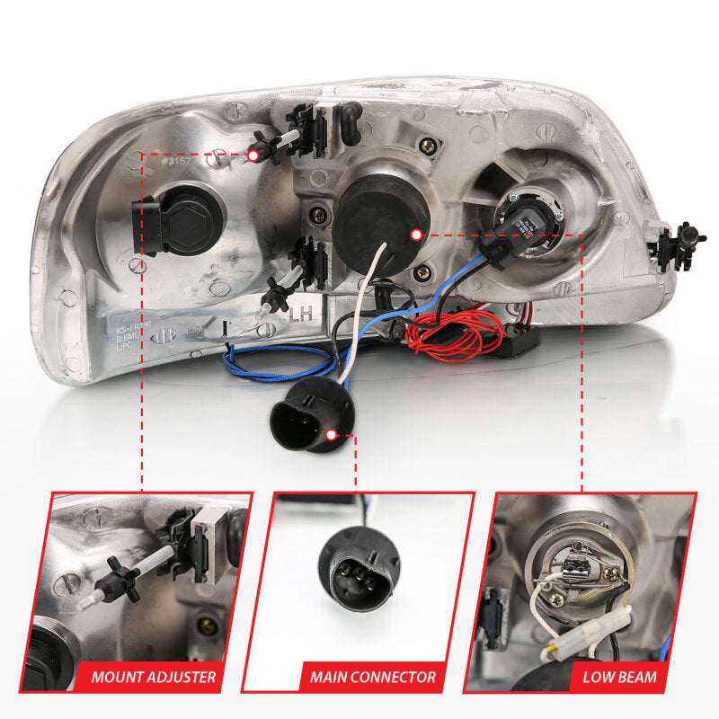 ANZO 1997.5-2003 Ford F-150 Projector Headlights w/ Halo and LED - 111032