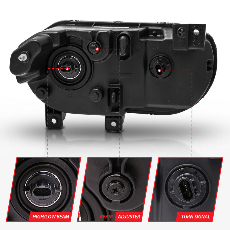 ANZO 2008-2014 Dodge Challenger Crystal Headlights Black - 121526