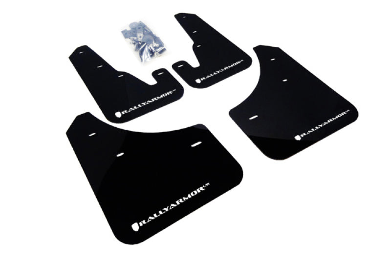 Rally Armor 04-09 Mazda3/Speed3 Black UR Mud Flap w/ White - MF9-UR-BLK/WH