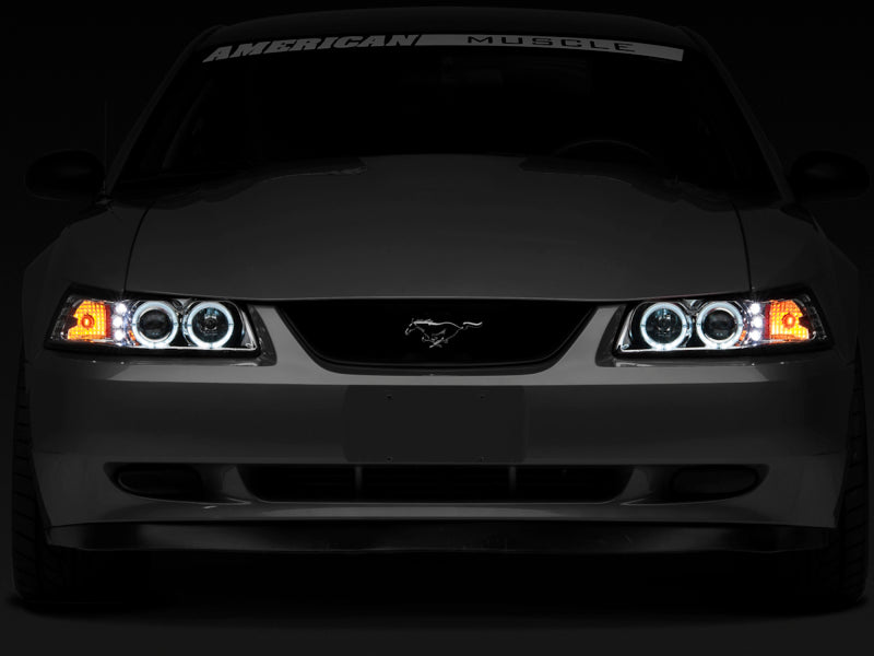 Raxiom 99-04 Ford Mustang Dual LED Halo Projector Headlights- Chrome - 49114