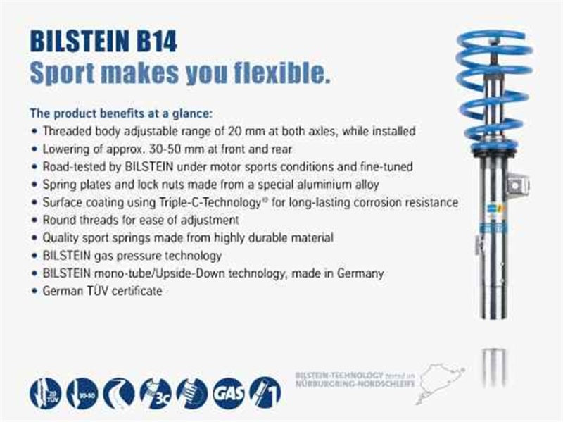 Bilstein B14 2008 Audi TT Quattro Base Front and Rear - 47-138896