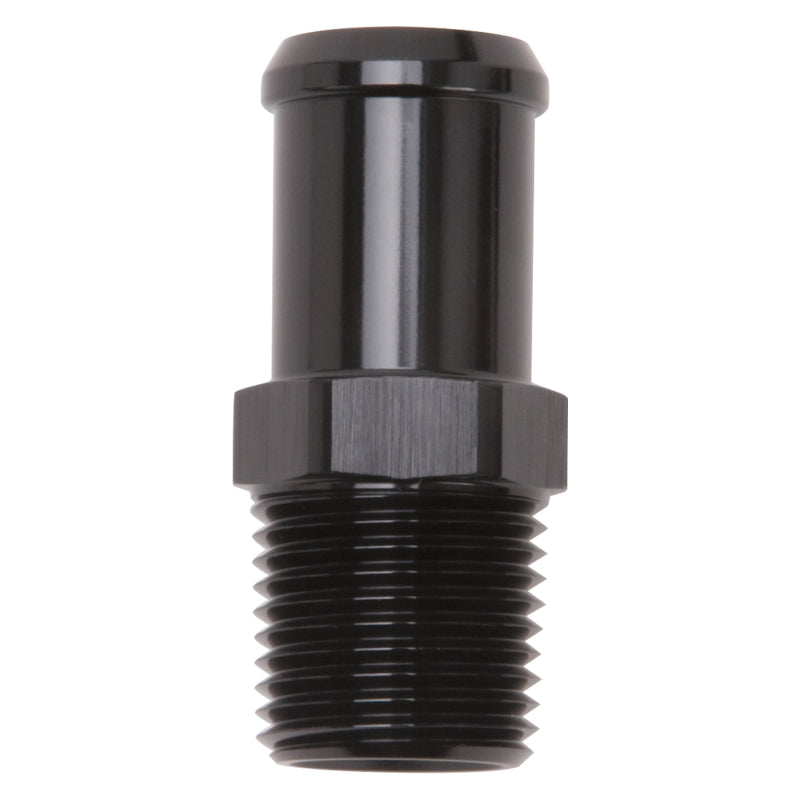 Edelbrock Hose End Straight 1/2In NPT to 3/4In Barb Black - 8183