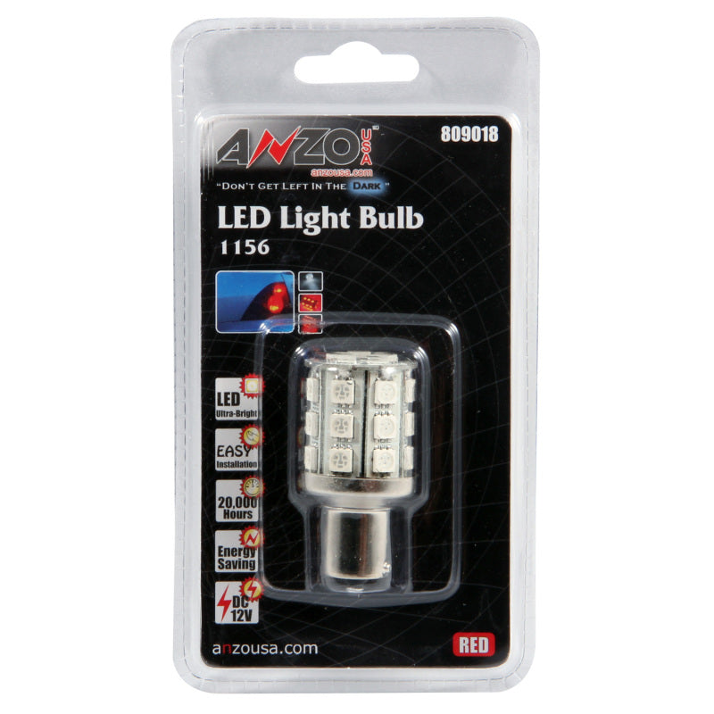 ANZO LED Bulbs Universal LED 1156 Red - 24 LEDs - 809018