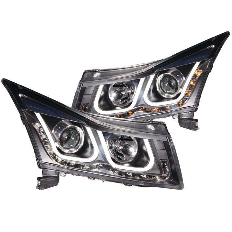 ANZO 2011-2015 Chevrolet Cruze Projector Headlights w/ U-Bar Black - 121462