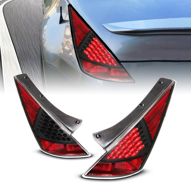 ANZO 2003-2005 Nissan 350Z LED Taillights Black - 321099