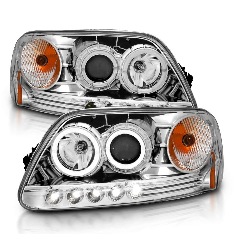 ANZO 1997.5-2003 Ford F-150 Projector Headlights w/ Halo and LED - 111032