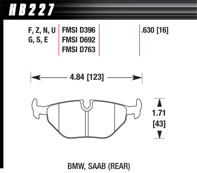 Hawk 95-99 BMW M3 E36 Performance Ceramic Street Rear Brake - HB227Z.630