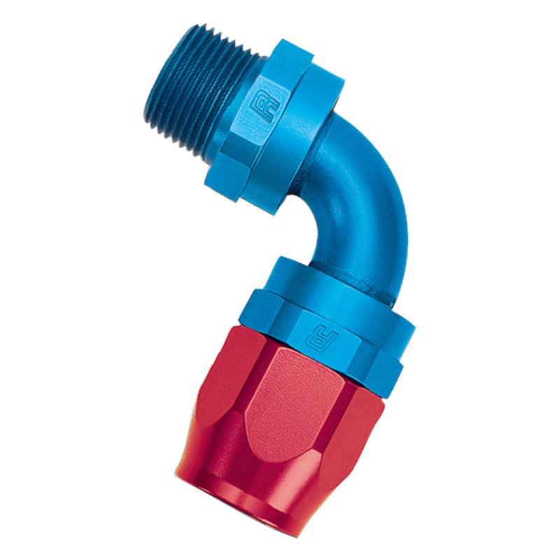 Russell Performance -6 AN Red/Blue 90 Degree Full Flow Swivel - 612090