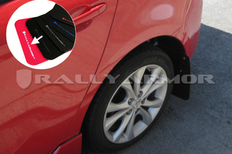 Rally Armor 10-13 Mazda3/Speed3 (Hatch/Sedan) Red UR Mud Flap w/White - MF17-UR-RD/WH