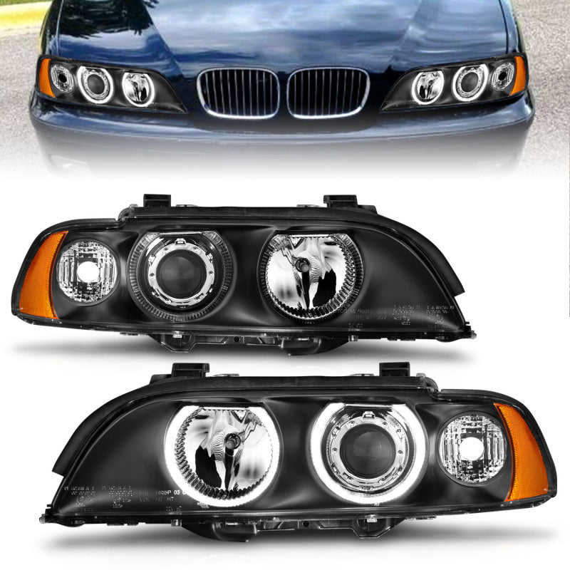 ANZO 1997-2001 BMW 5 Series Projector Headlights w/ Halo Black - 121017