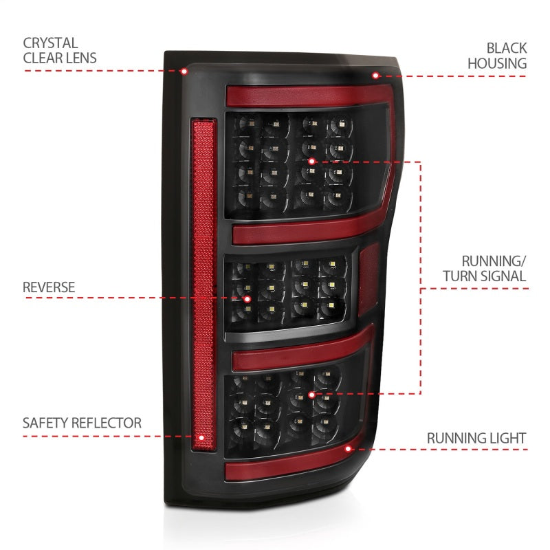 ANZO 18-19 Ford F-150 LED Taillights Black - 321338